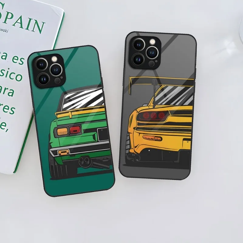 Jdm Tokyo Drift Custodia Per Telefono Per Auto Sportiva Per Iphone 14 Pro 12 11 13 Mini X Xr Xs Max 8 7 6 Plus Se 2023 Cover Posteriore In Vetro