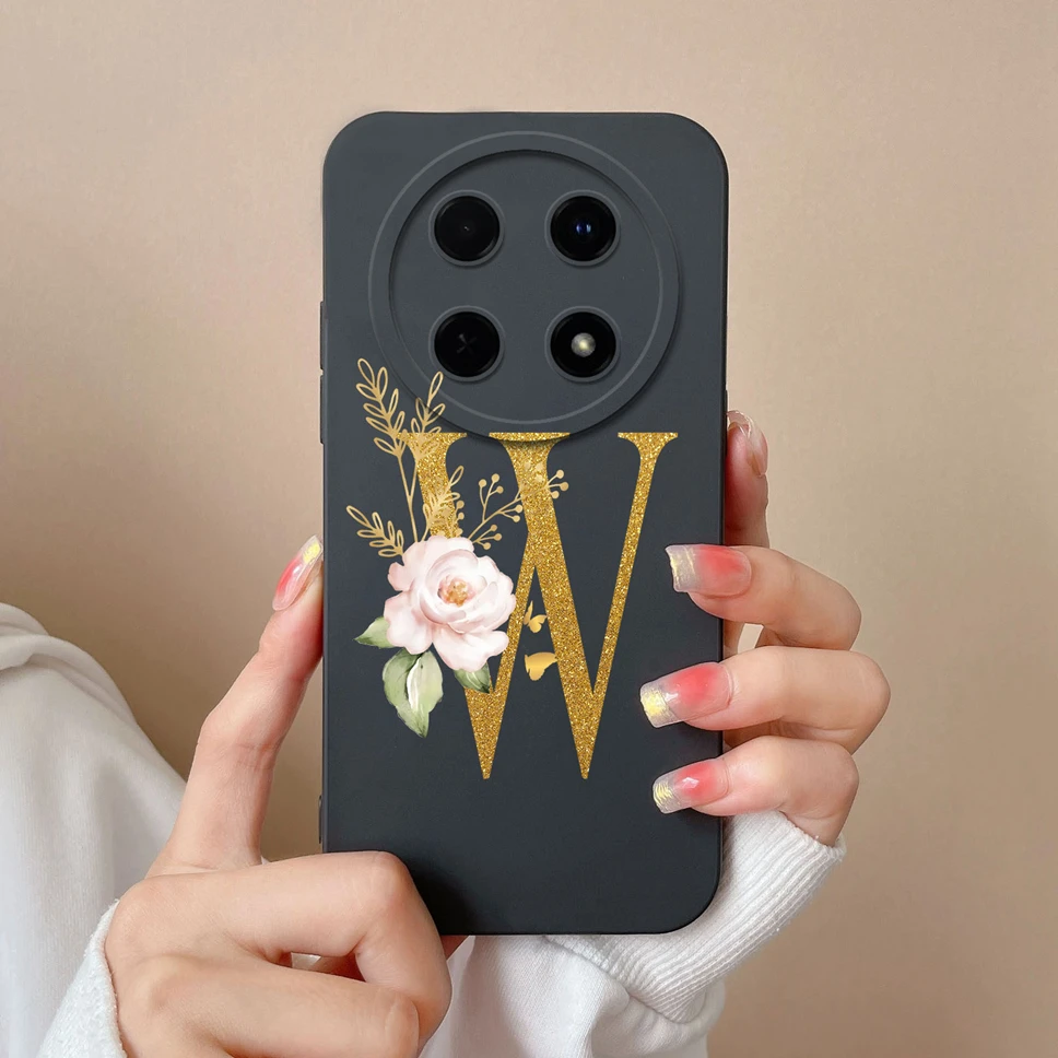 Elegant Floral Letter Design Soft Silicone Protective Phone Case Cover