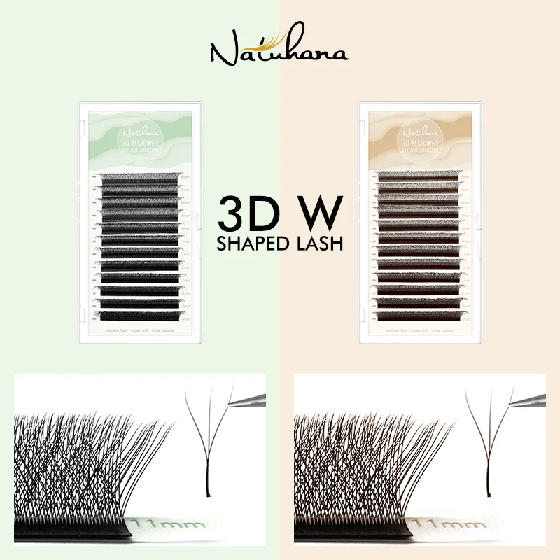 

NATUHANA Lashes 3D W shape Matte Eyelash Extension Clover Fans Eyelashes Individual Premade Russian Volume Fan Mink False Makeup