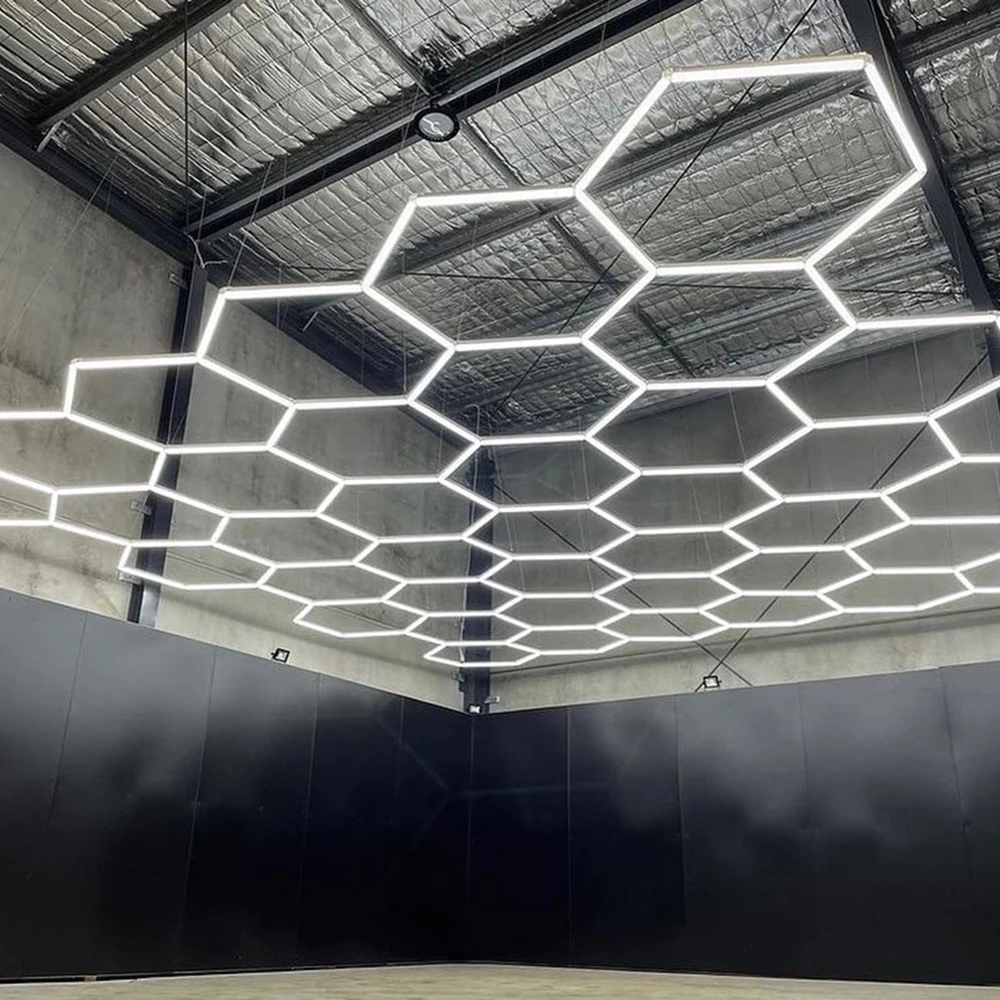 Hexagon LED Light 6500K 110V-240V Customize Size Auto Detailing Workshop Barber Shop Car Wash Drainage Floor
