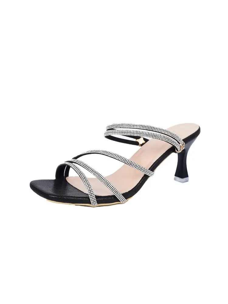 2026 Damen High Heels Sandalen Französische Mode-Sandalen Neuer Feenstil Strass Dünne Hohe Qualitäts-Absatzschuhe – Detail 11