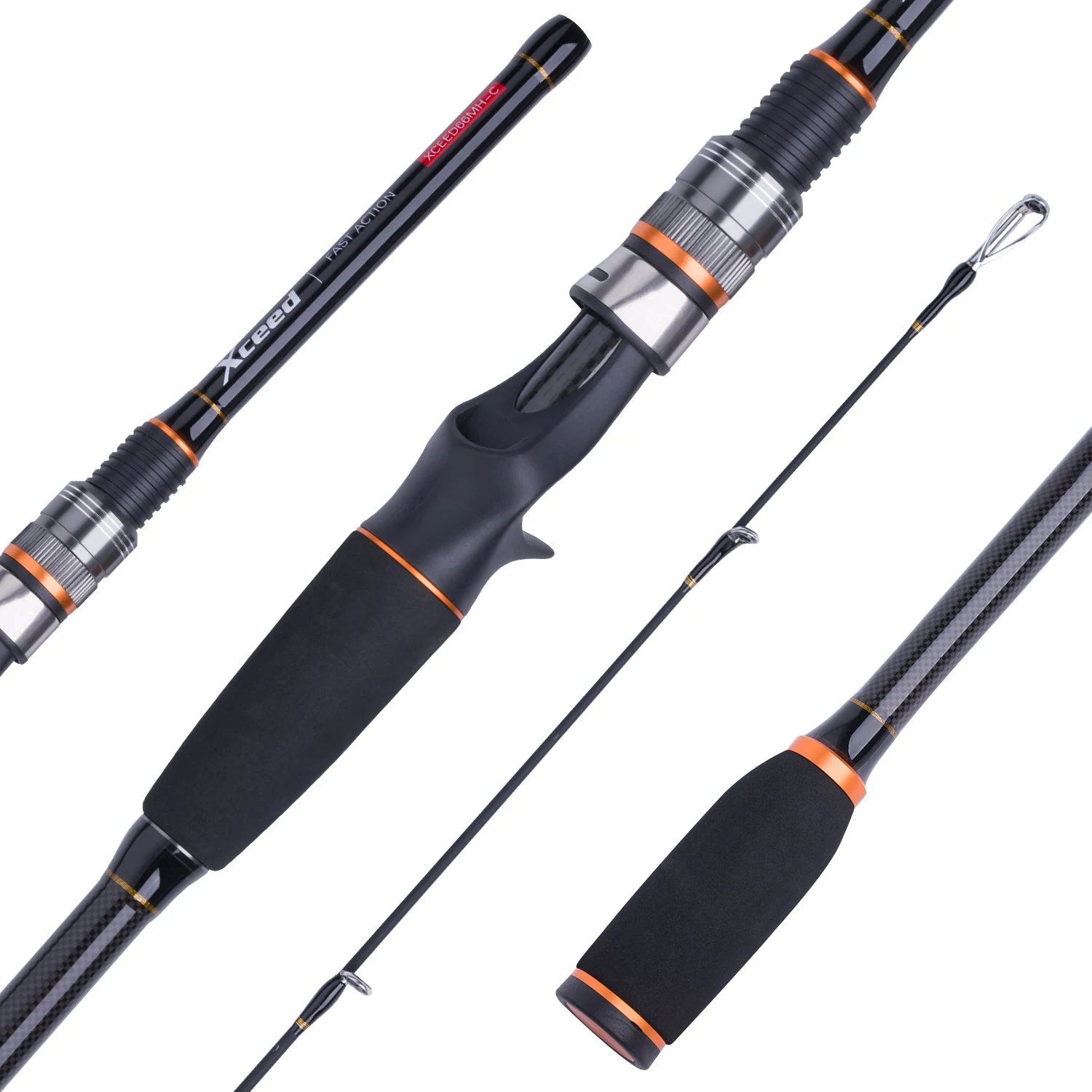 Spinning Fishing Rod Goture 1.98m-3.0m 4 Setions Carbon Fiber With Portable Bag