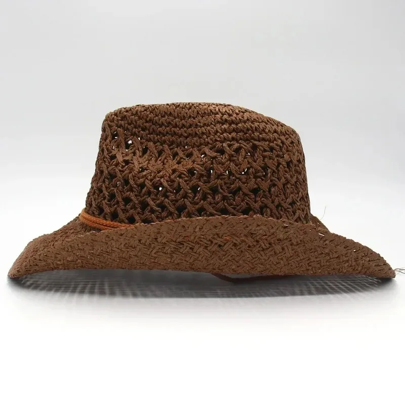 1PC Panama Soft Straw Hat For Men Women Summer Breathable Travel Beach Hats Solid Wide Brim Sunscreen Hat 6