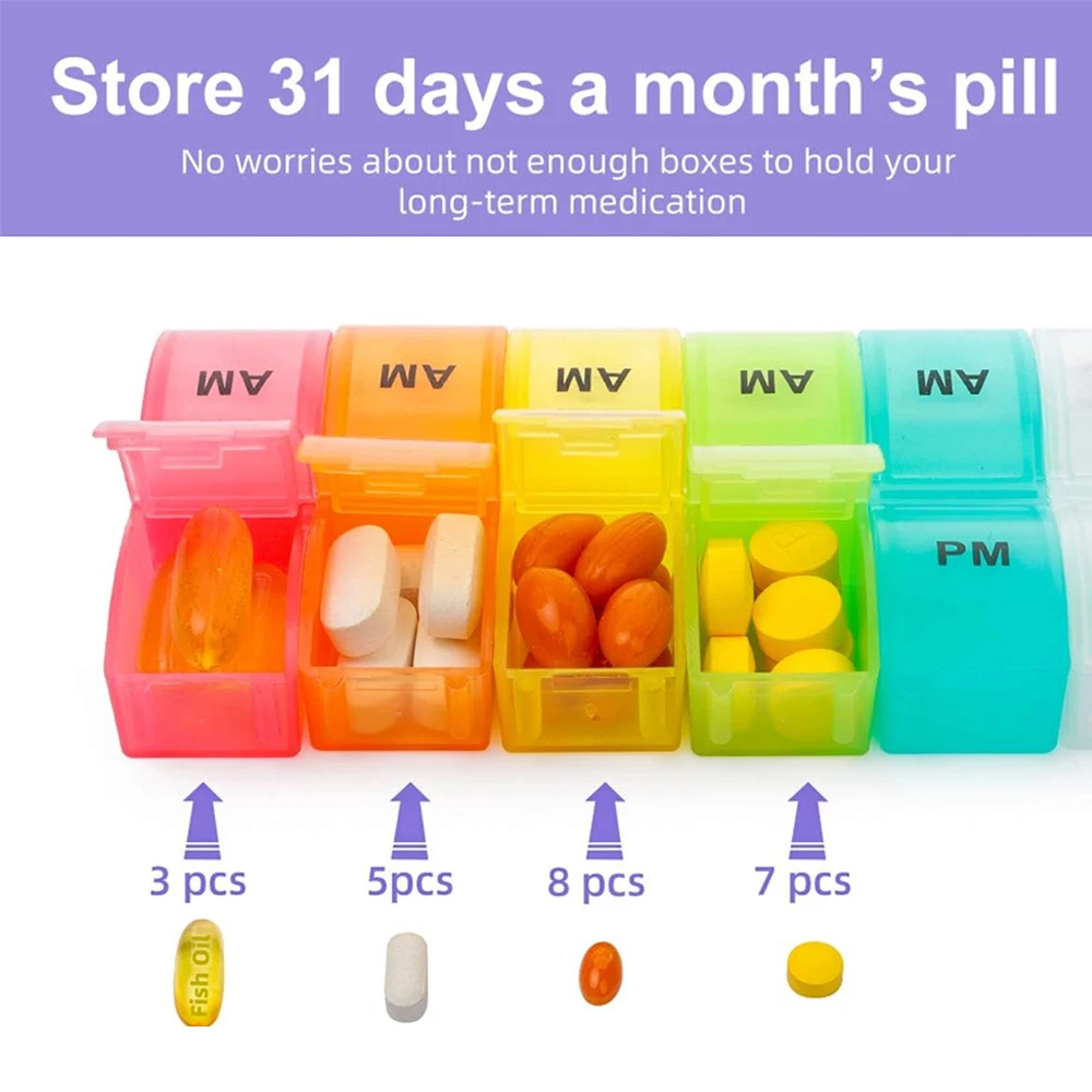 Monthly 32-Day Triple-Dose Portable Pill Organizer & Travel Medicine Box