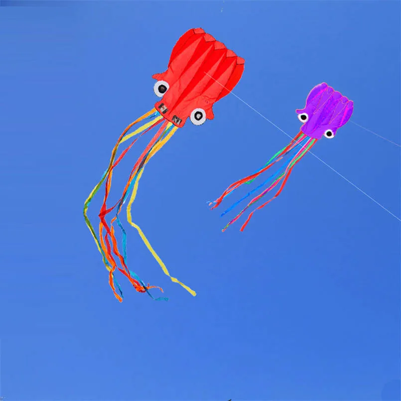 4M Large Octopus Kites With Handle Line Flying Toys Kids Outdoor Sports Summer Beach Game Walk In Sky Nylon Skeletonless Kite 5