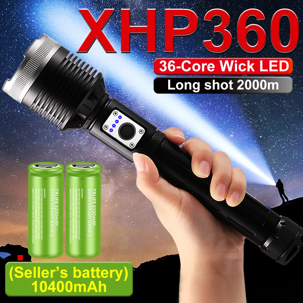 Lampe de poche LED haute puissance 50 000 lumens, lampe de