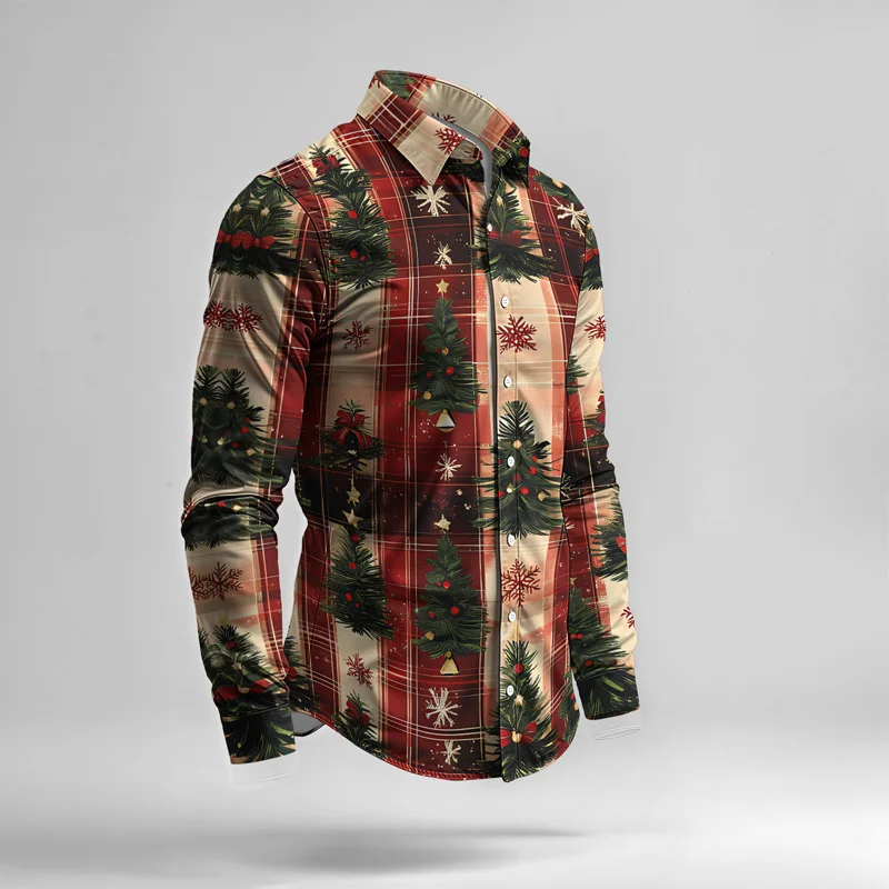 2025 Fashionable Spring Summer Men Shirt Set Christmas Print Fashion Gingerbread Man Two Piece Set Mens Snowman Lightweight_voghion.com