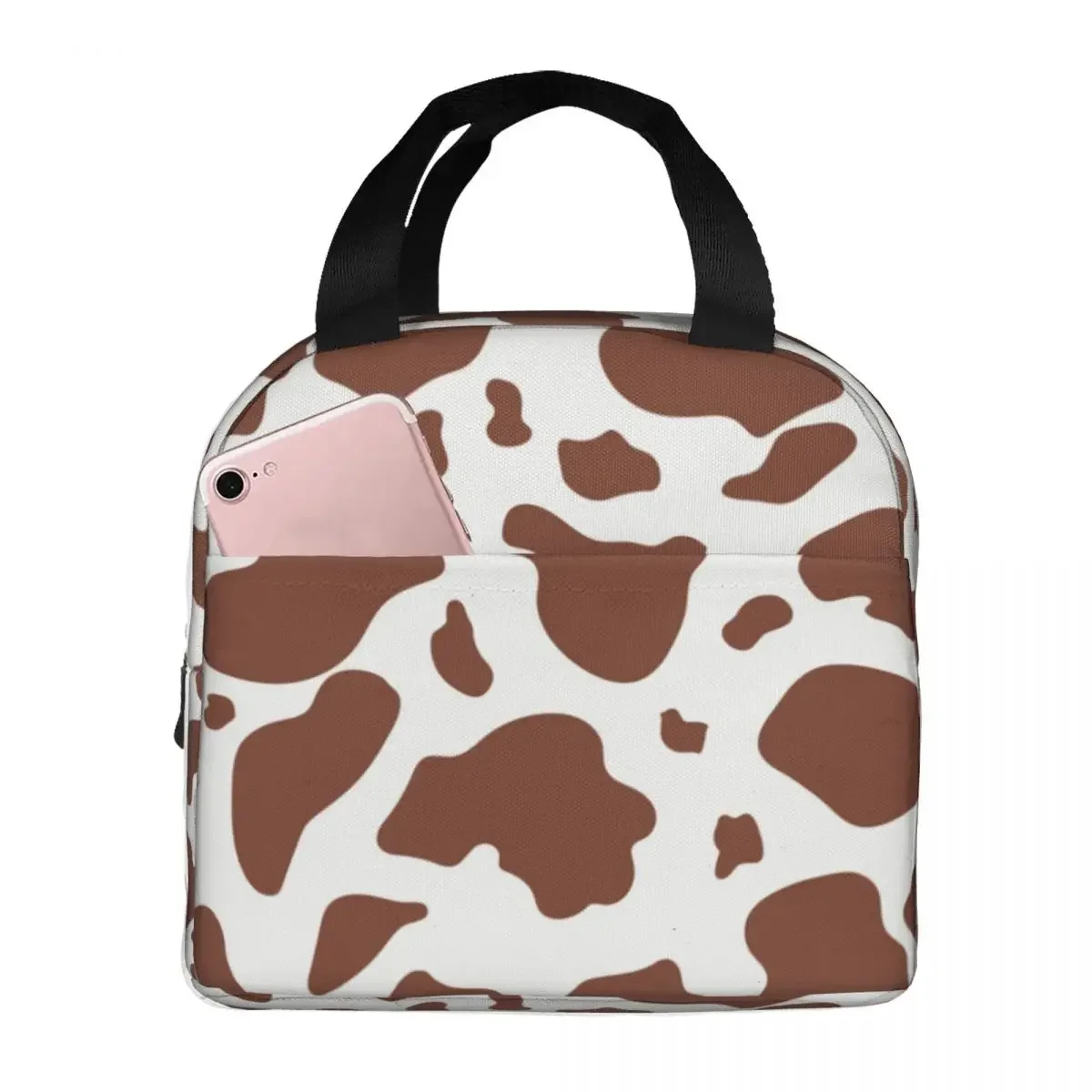 

Lunch Bags for Women Kids Cow Pattern Insulated Cooler Portable Picnic Animal Canvas Tote Food Bag