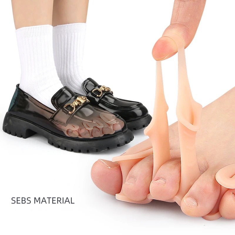 4pieces=2pairs Gel Hammer Toe Corrector Splitter Foot Care Silicone Bunion Pain Relieve Orthosis Hallux Valgus Protector Pads