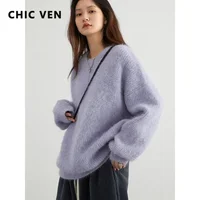 CHIC VEN Women Sweater Long Sleeve Pullover Solid Loose O Neck Soft Alpaca Female Tops Woman Knitwear Jumpers Spring Autumn 2024 1