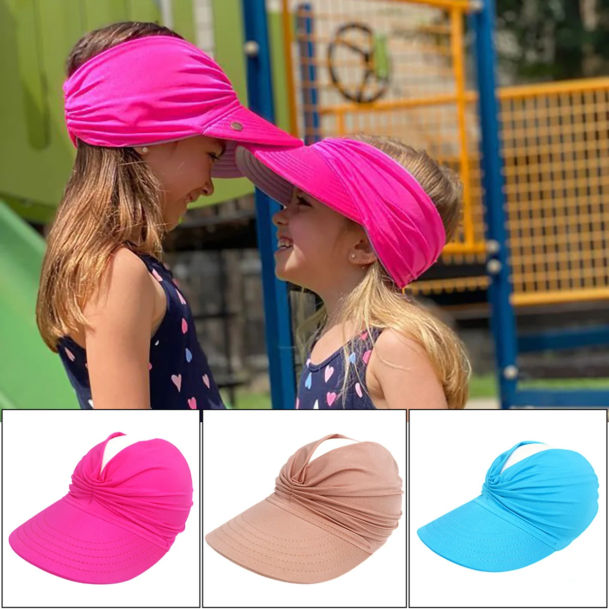 Kids Sun Visor Hat Wide Brim Summer UV Protection Beach Sport Cap For