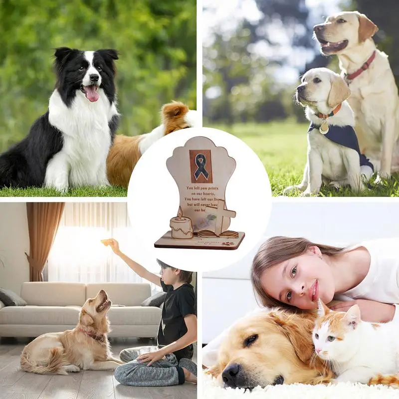 Pet Memorial Altar Decorations Wooden Grave Ornament Dog And Cat Remembrance Altar Decorations For Home Patio Grave Yard