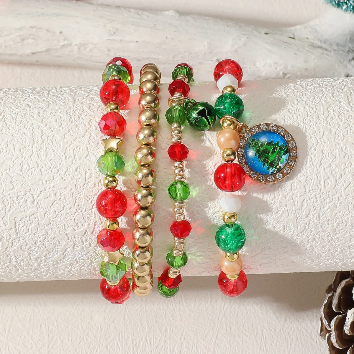 Detachable Christmas Decorations Santa Claus Reindeer Felt Bead Bracelet Fashion New Arrival Holiday Jewelry Women's Accessories