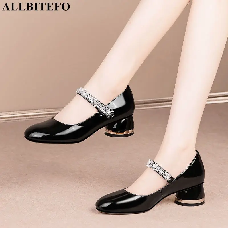 

Size 33-43 Beads Design Real Genuine Leather Women Heels Shoes Round Toe Fashion Casual Woman High Heel Shoes Easy To Walk