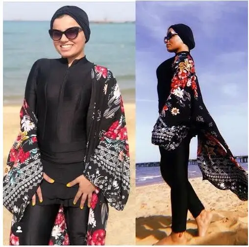 3Pcs Set New Long Sleeve Pure Black Swimsuit Fashion Sunscreen Surrounded Swimsuit Bucky Women s Nylon