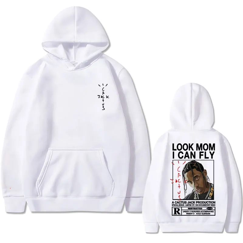 Cactus Jack Graphic Hoodie Men's Streetwear Awesome Look Mom I Can Fly Print Sweatshirt Men Women's Hip Hop Oversized Hoodies