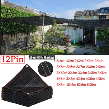 Rete isolante 6X6m 6X5m 6X4m, rete per la privacy ispessita per balcone rete per ombra agricola per serra rete di protezione solare nera 12 pin 1