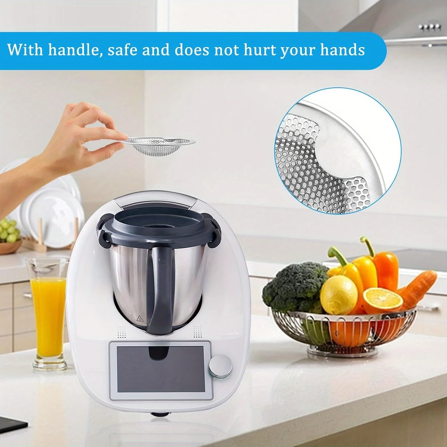 2pcs Stainless Steel Splash Guard Strainers for Thermomix TM5 TM6 TM31