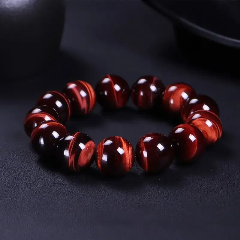 

7A Collectible Natural Red Tiger Eye Bracelet Lightning Pattern Beautiful Wood-to-Stone HandString For Womens's Luxury Gifts