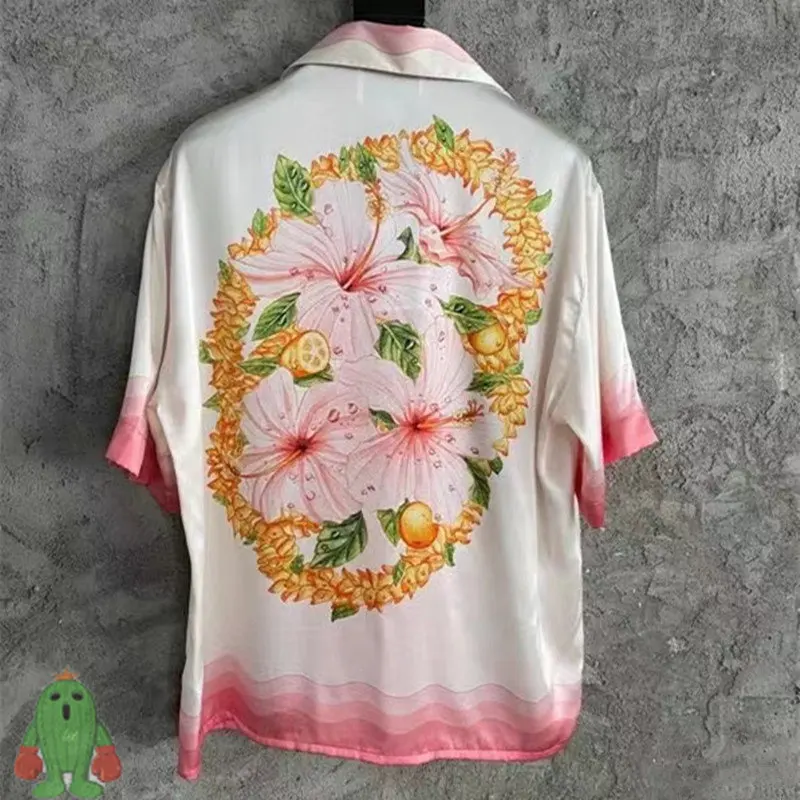

Summer Casablanca Shirts Holiday Style Soft Shirt Floral Pink Gradient Soft Shirt