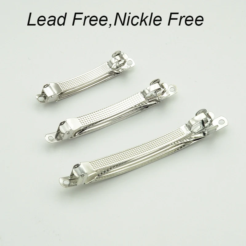 20PCS 6cm 8cm 10cm Doppel Gesperrt Nehmen Überprüft Metall Französisch Spange Silber Stahl Haar Clips für DIY Hairbows Haar Zubehör – Detail 1