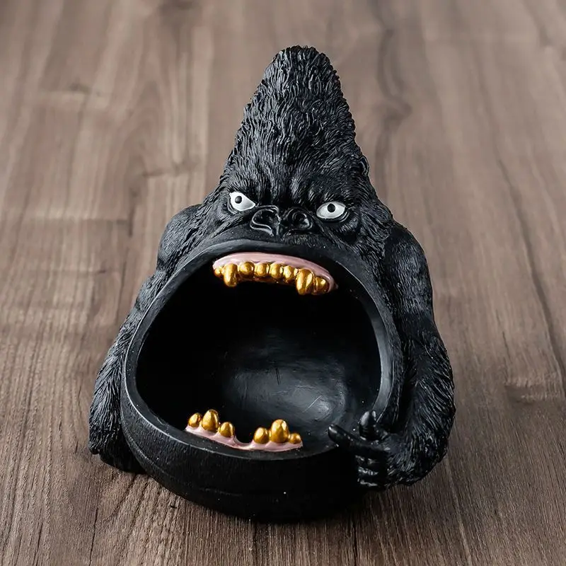 Cartoon gorilla Figurine ashtray windproof orangutan animal resin statue Crafts Ornaments home decoration office ashtray Gift