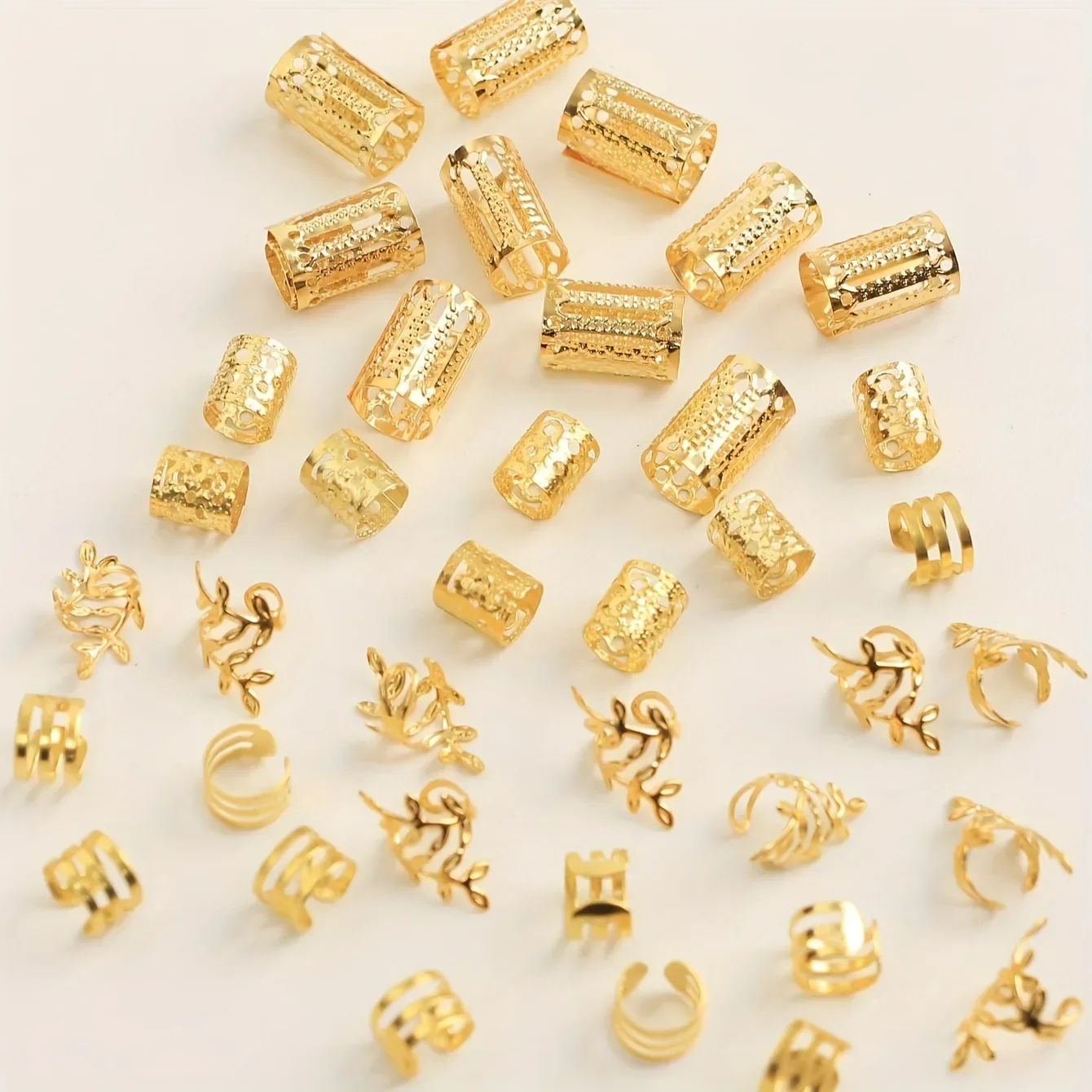 40pcs/set Mixed Hair Rings Set Dreadlocks Beads Hair Braid Rings Clips Dread Locks Braiding Cuffs Decoration/Accessories hair accessory,jewelry accessories