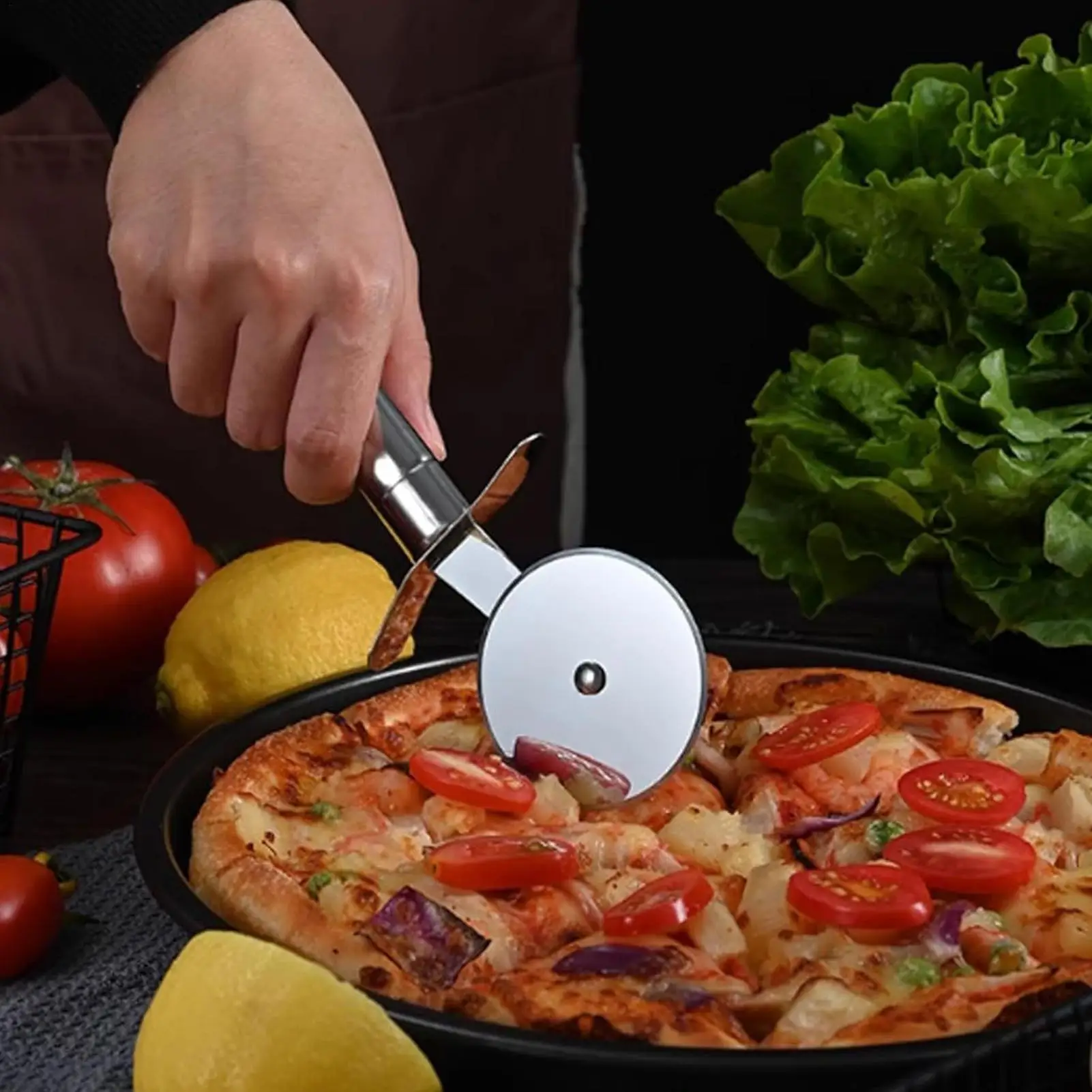 Pizza Tray 1 Set Non-stick Cooking Plates Pizza Serving Tray For Home Home Restaurant Restaurant Outdoor Outdoor Barbecue Picnic