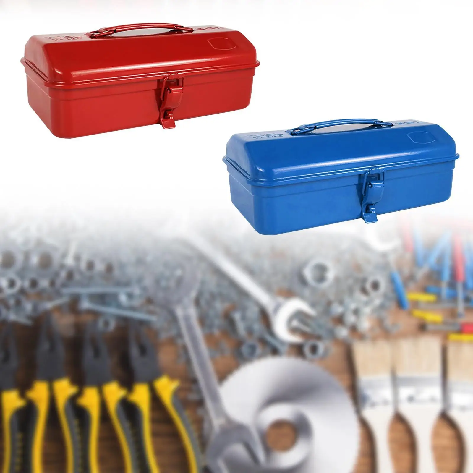 Portable Metal Tool Organization Box with Handle Multipurpose Outdoor Storage Box Container for Home Car Heavy Duty 3