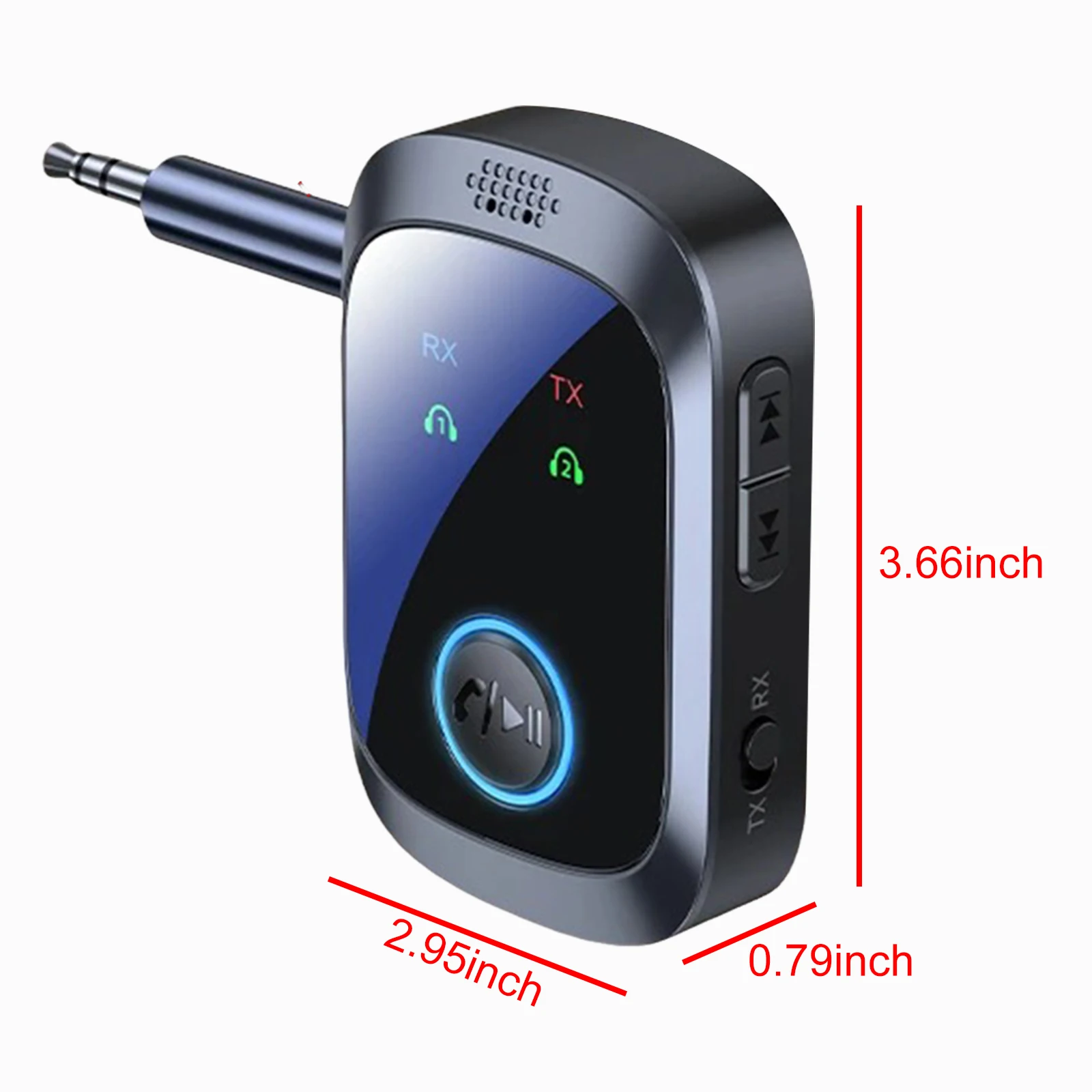 블루투스 5.4 어댑터 타입-C 충전 저지연 BT 송신기 LCD 화면 스피커/자동차 스테레오용 3.5mm Aux 비행기 어댑터