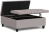 Harrison 40 inch Wide Transitional Square Large Square Coffee Table Storage Ottoman in Cloud Grey for The Living Room 1