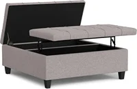 Harrison 40 inch Wide Transitional Square Large Square Coffee Table Storage Ottoman in Cloud Grey for The Living Room 1