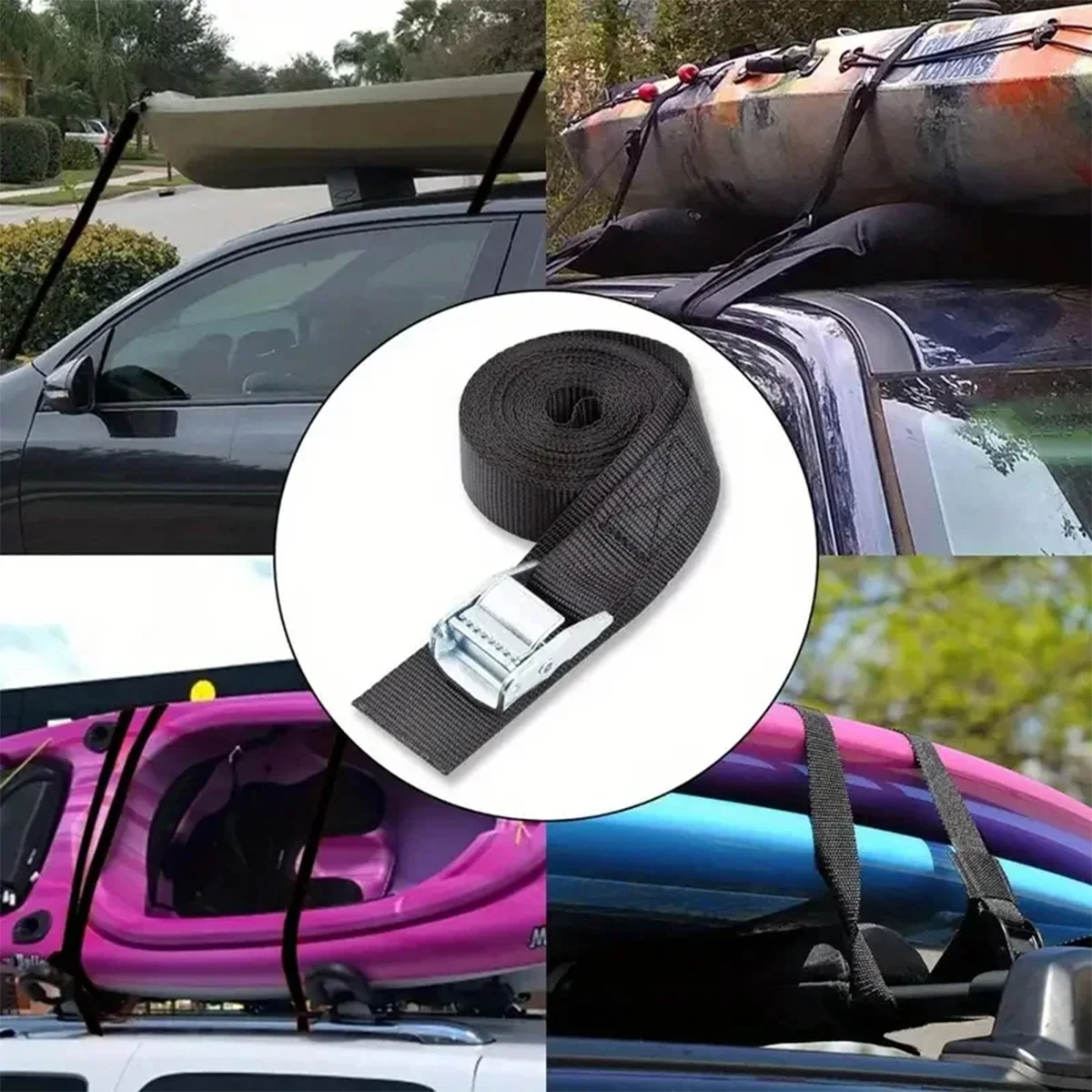 3.8CMx 1M/2M/3M/4M/5M Black Buckle Tie-Down Belt Cargo Straps for Car Motorcycle Bike Metal Buckle Tow Rope Strong Ratchet Belt