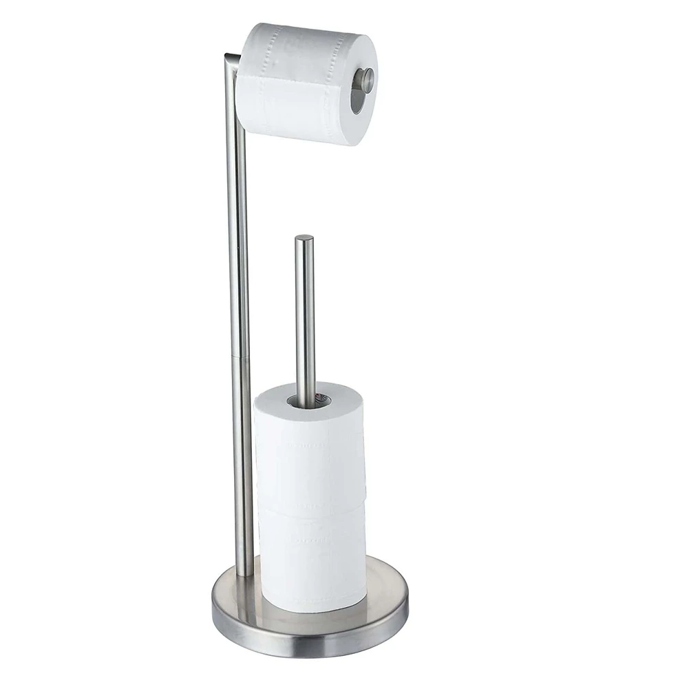 

Toilet Paper Holder Stand with Reserve, Stainless Steel Tissue Holder, Toilet Paper Stand for Bathroom -1