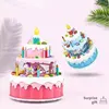 Mini Size Electric Carousel Birthday Cake Toy With Music Rotating Play House Toy Children Birthday Cake Educational Toys Kid Gif 1