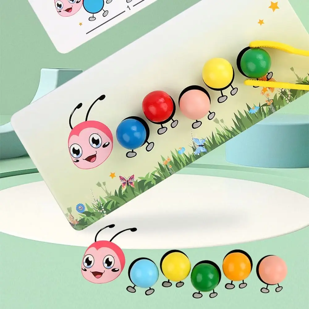 

Wooden Caterpillar Peg Clip Board Beads Game Montessori Toys Color Matching Beads Game Parent-child Interactive Toys For Kids