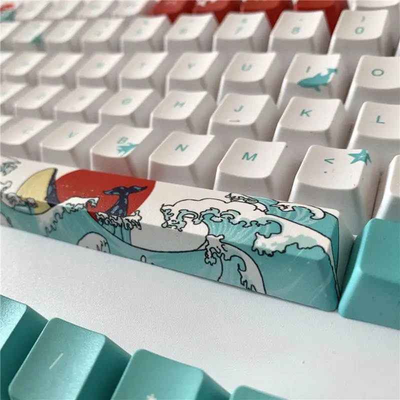 Sea Coral Keycap PBT Five Sides Dye-Subbed Spacebar 6.25U OEM Profile Space Bar Keycap for DIY Mechanical Keyboard