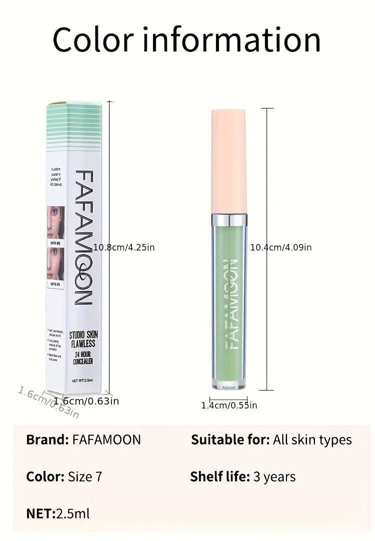 Description Picture 5 of itemFull Coverage for Dark Circles Redness & Dull Skin Tones Natural Finish Liquid Contour Makeup Colorful