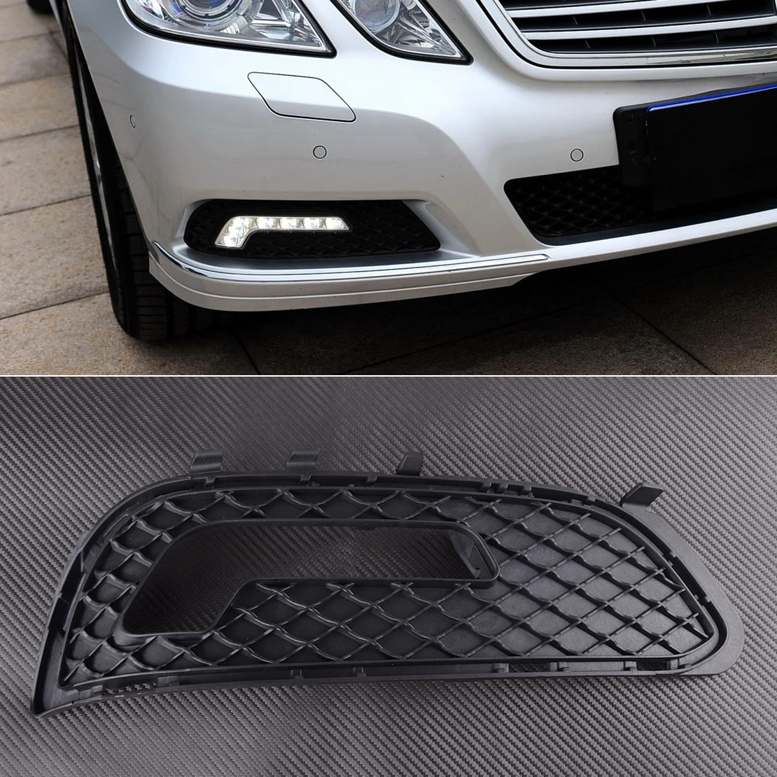 Right Front Bumper Fog Light Grille Cover Fit For Mercedes Benz E Class W212 2009 2010 2011 2012 2013 Black Plastic A2128851423
