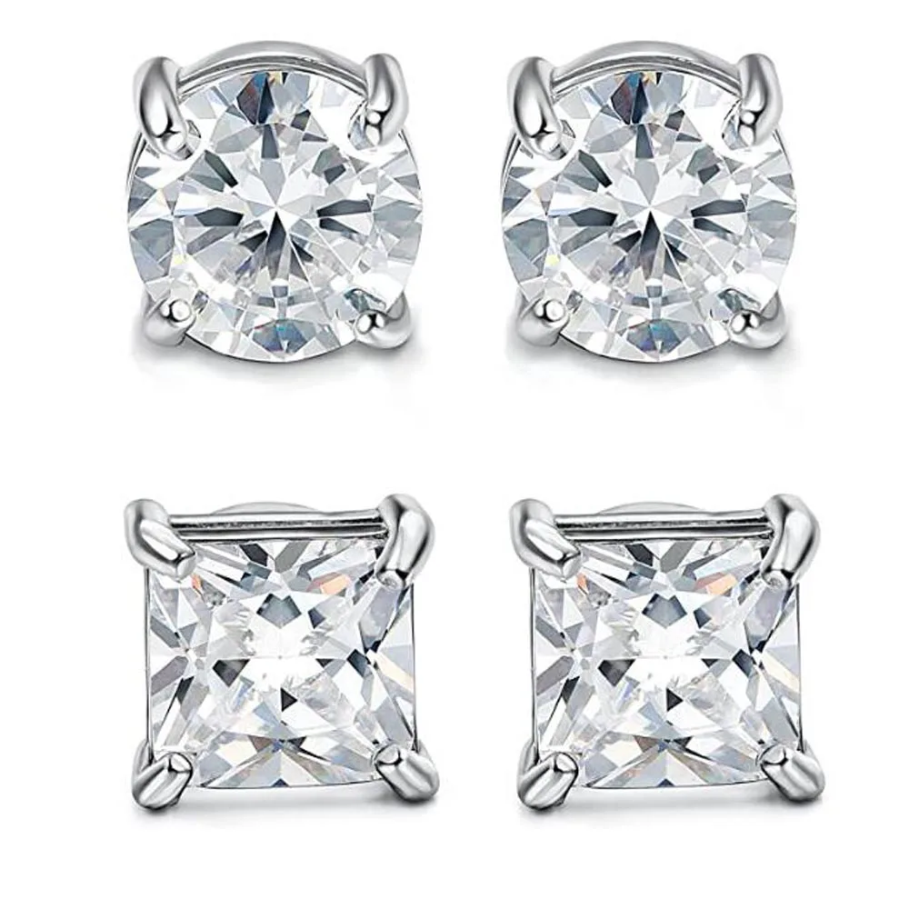 2pcs Punk Mens Strong Magnet Magnetic Ear Stud Set Non Piercing Earrings Fake Cross Earrings Gift For Boyfriend Lover Jewelry