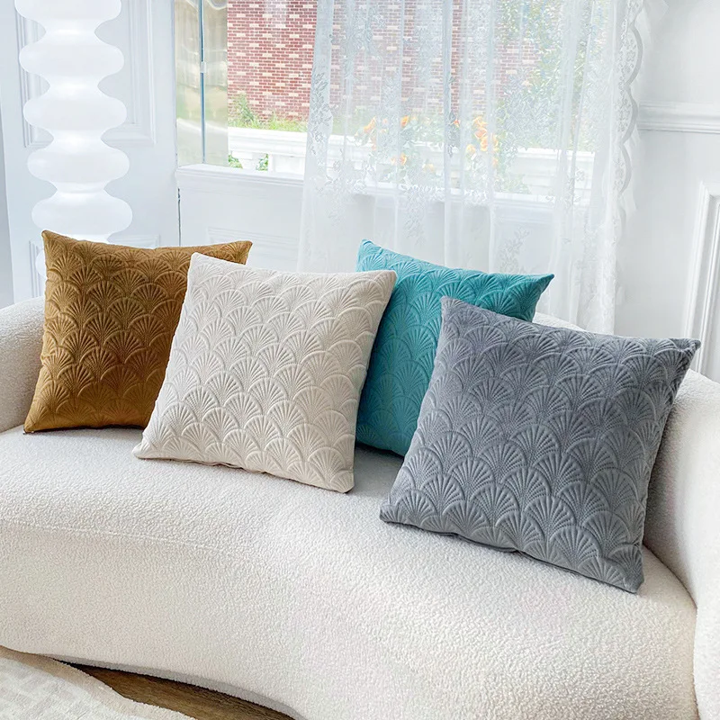 Scallop Design Velvet Cushion Cover 45x45cm For Livingroom Decor cushion cover throw pillow cover pillow case pillow covers cushion covers