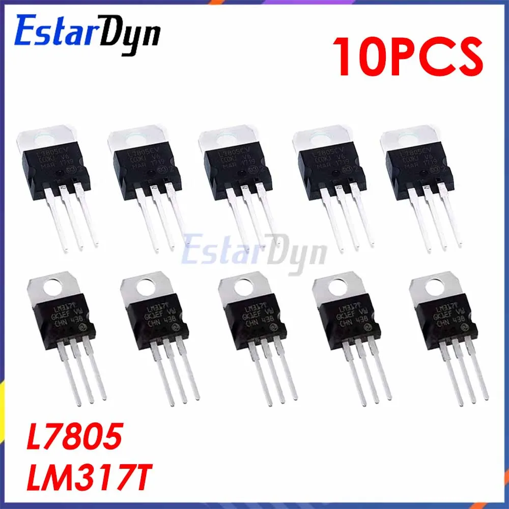 10PCSLM317TLM7805TO-220LinearVoltageRegulatorKit,5V12VStepDownPowerSupplyStabilizerModule-AliExpress502