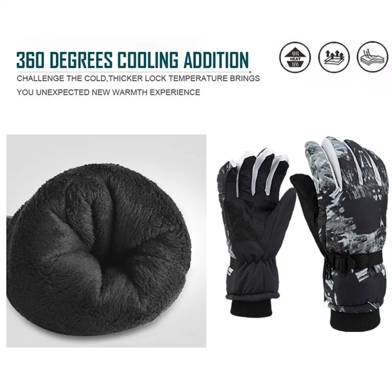 Men Black Ski Gloves Ultralight PU Waterproof Winter Warm Gloves Snowboard Male Cycling Motorcycle Riding Snow Windproof Gloves 4