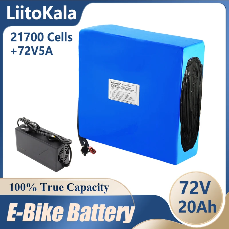 LiitoKala 72V 20Ah 21700 lithium battery pack 20S4P 84V electric bicycle scooter motorcycle BMS high power battery