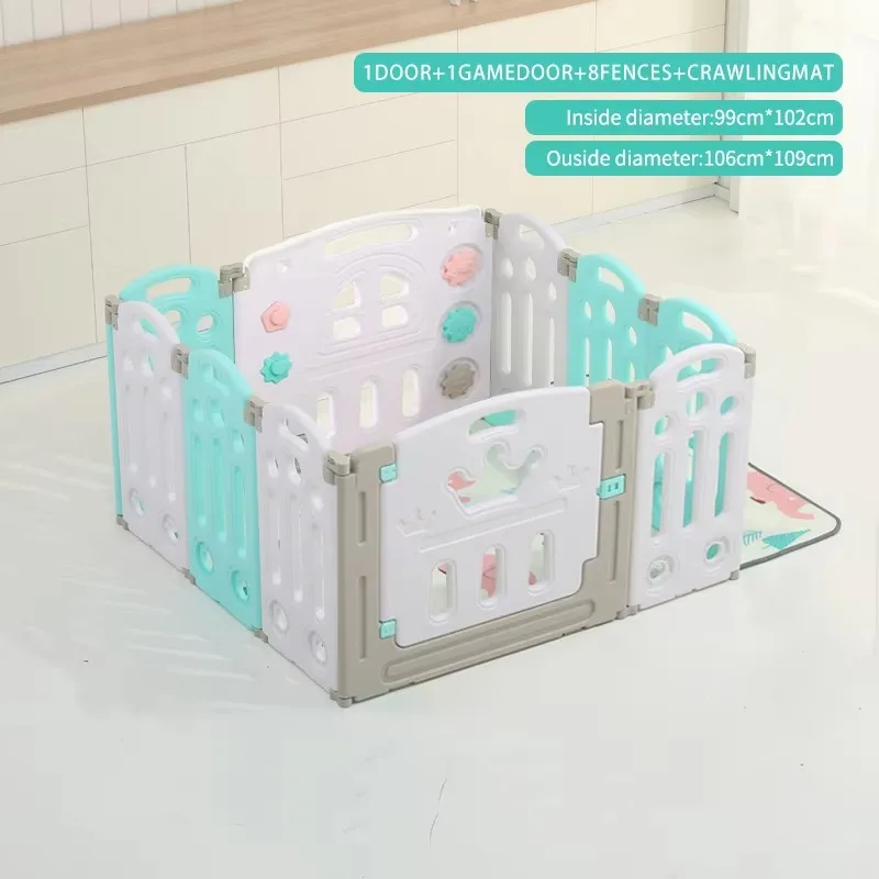 10Panels Baby Safety Playpen with Free Mat Kids Safety Guardrail Ball Pool Pit Indoor Activity Play Center Crawling Fence
