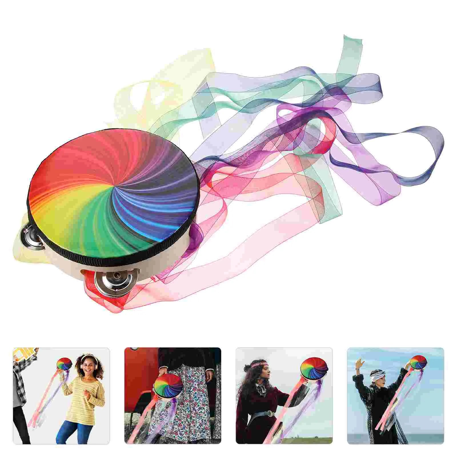 Tambourine Tambourines with Ribbons Percussion Aldult Drum Polyester Professional