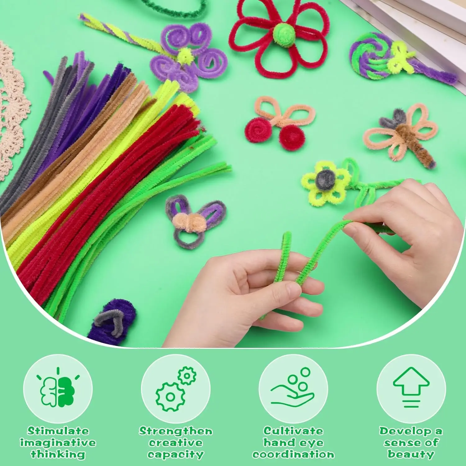Chenille stem 100Pcs 30cm colors for DIY handcraft wool root fluffy bar twisting decor pipe cleaner plush
