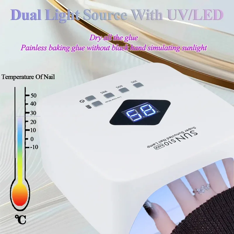 New Rechargable UV LED Nail Lamp Dryer With Display Smart Nail Drying Lamp for Fast Dry Curing All Gel Nail Polish M