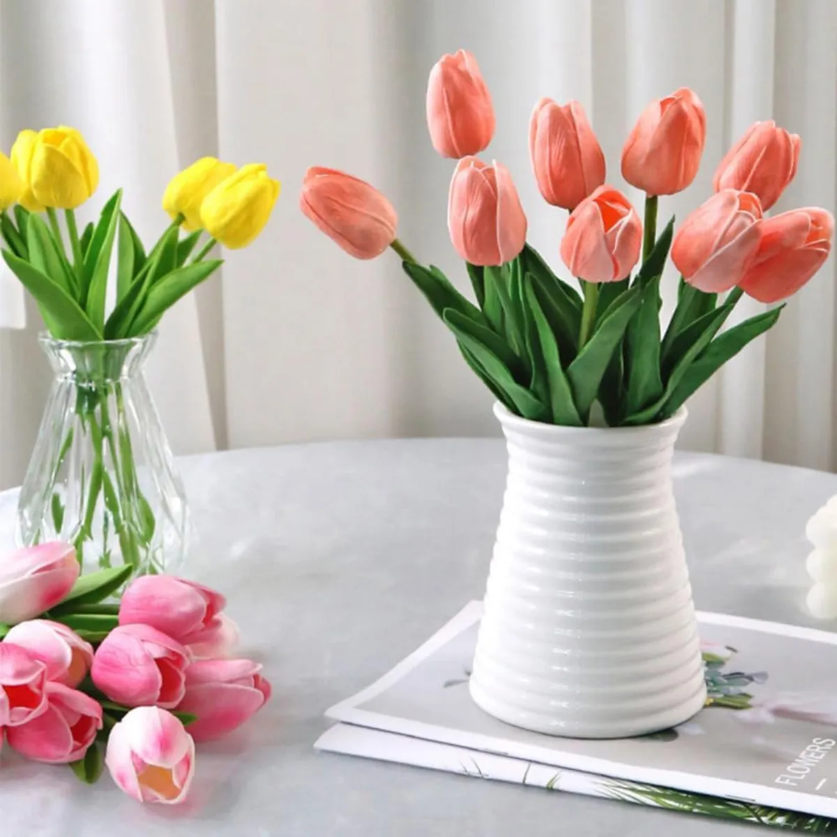Artificial Flowers Realistic tulip Home decoration Wedding Garden Garland bride Mother's Day Bouquet Diy Gift
