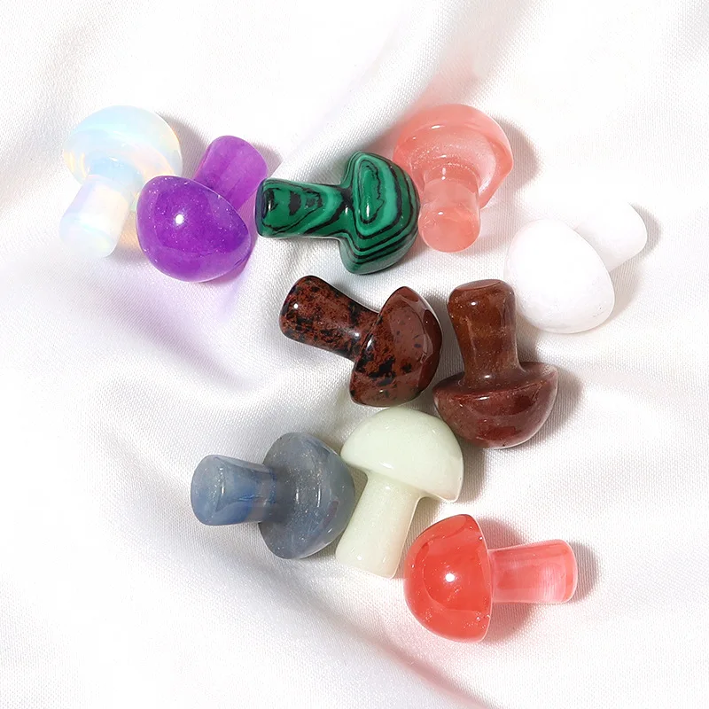 2CM Mushroom Reiki Healing Chakra Natural Stone Ornament Quartz Mineral Crystal Tumbled Gemstone Home Decoration Jewelry Making